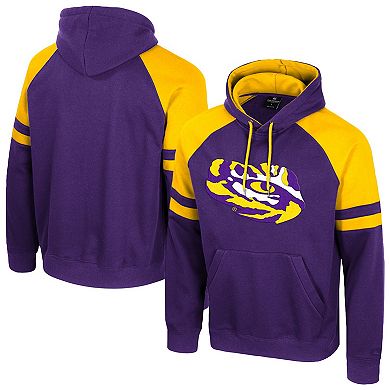 Men's Colosseum Purple LSU Tigers Todd Raglan Pullover Hoodie