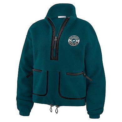 Women's WEAR by Erin Andrews Midnight Green Philadelphia Eagles Polar Fleece Half-Zip Jacket