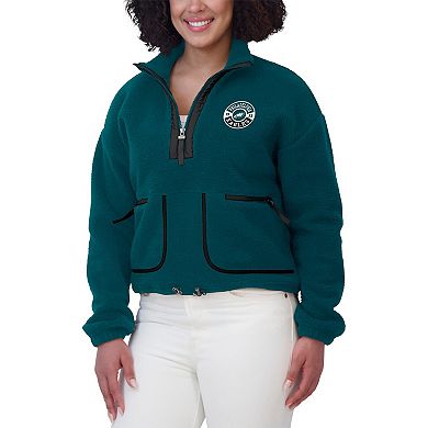 Women's WEAR by Erin Andrews Midnight Green Philadelphia Eagles Polar Fleece Half-Zip Jacket