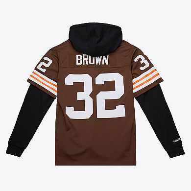 Men's Mitchell & Ness Jim Brown Brown Cleveland Browns Player Name & Number Hoodie Legacy Jersey