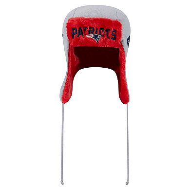 Men's New Era Gray New England Patriots Helmet Head Trapper Knit Hat