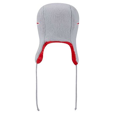 Men's New Era Gray New England Patriots Helmet Head Trapper Knit Hat
