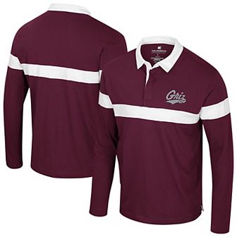 Men's Colosseum Maroon Montana Grizzlies Too Cool For School Long Sleeve Polo