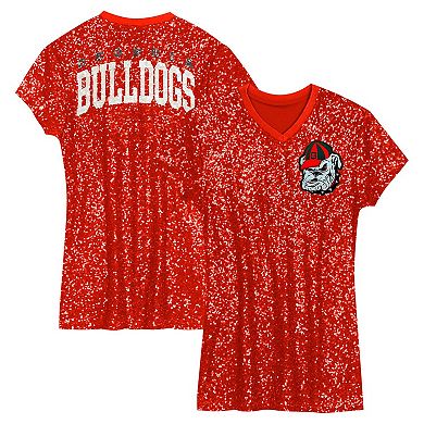 Girls Youth Red Georgia Bulldogs Sequin V-Neck Dress