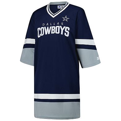 Women's Starter Navy Dallas Cowboys Slap Shot V-Neck 3/4 Sleeve Sneaker Dress
