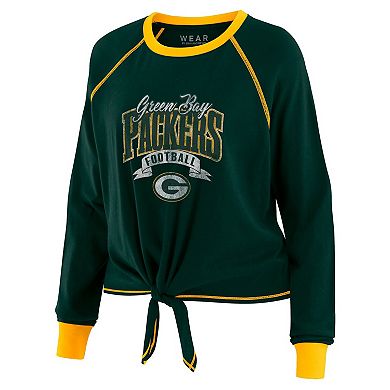 Women's WEAR by Erin Andrews Green/Gold Green Bay Packers Tie-Front Long Sleeve Top