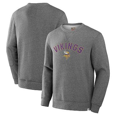 Men's Fanatics Heather Gray Minnesota Vikings Loop Terry Pullover Sweatshirt