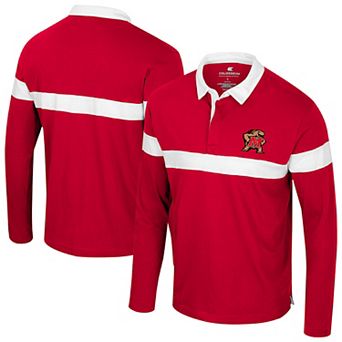 Men's Colosseum Red Maryland Terrapins Too Cool For School Long Sleeve Polo