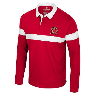 Men's Colosseum Red Maryland Terrapins Too Cool For School Long Sleeve Polo