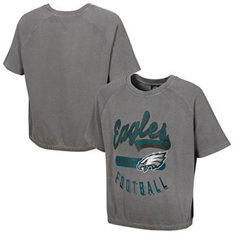 Women's Gray Philadelphia Eagles Mineral Wash Short Sleeve Top