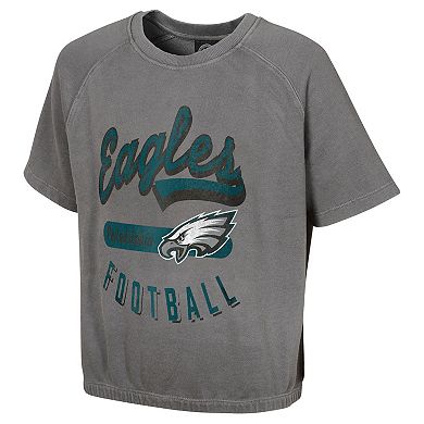 Women's Gray Philadelphia Eagles Mineral Wash Short Sleeve Top