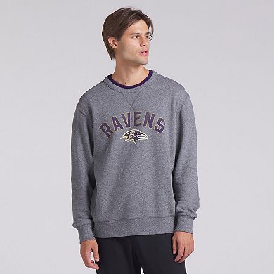 Men's Fanatics Heather Gray Baltimore Ravens Loop Terry Pullover Sweatshirt