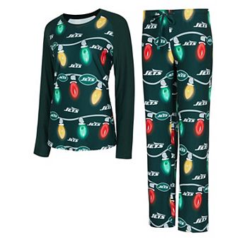 Women's Concepts Sport Green New York Jets Garland Knit Raglan Long Sleeve T-Shirt & Pants Set