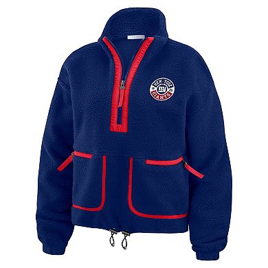 Women's WEAR by Erin Andrews Royal New York Giants Polar Fleece Half-Zip Jacket
