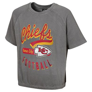 Women's Gray Kansas City Chiefs Mineral Wash Short Sleeve Top