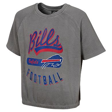 Women's Gray Buffalo Bills Mineral Wash Short Sleeve Top