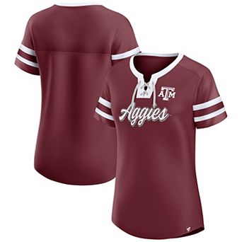 Women's Fanatics Maroon Texas A&M Aggies Iconic Athena Lace-Up T-Shirt
