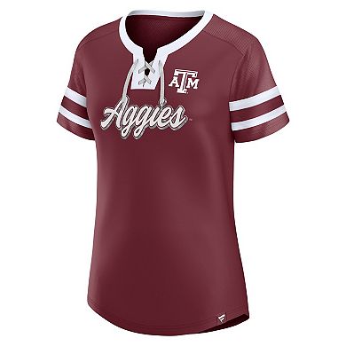 Women's Fanatics Maroon Texas A&M Aggies Iconic Athena Lace-Up T-Shirt