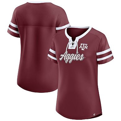 Women's Fanatics Maroon Texas A&M Aggies Iconic Athena Lace-Up T-Shirt