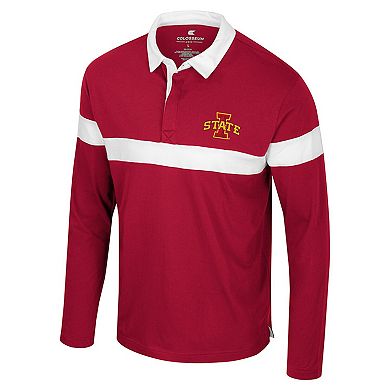 Men's Colosseum Cardinal Iowa State Cyclones Too Cool For School Long Sleeve Polo