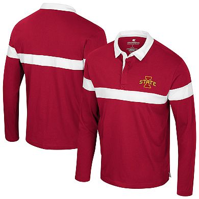 Men's Colosseum Cardinal Iowa State Cyclones Too Cool For School Long Sleeve Polo