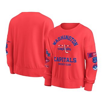 Women's Fanatics Red Washington Capitals Oversized Vintage Go Team Pullover Sweatshirt
