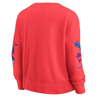 Women's Fanatics Red Washington Capitals Oversized Vintage Go Team Pullover Sweatshirt