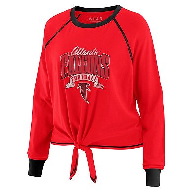 Women's WEAR by Erin Andrews Red/Black Atlanta Falcons Plus Size Tie-Front Long Sleeve Top