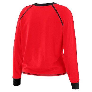 Women's WEAR by Erin Andrews Red/Black Atlanta Falcons Plus Size Tie-Front Long Sleeve Top