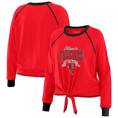 Women's WEAR by Erin Andrews Red/Black Atlanta Falcons Plus Size Tie-Front Long Sleeve Top