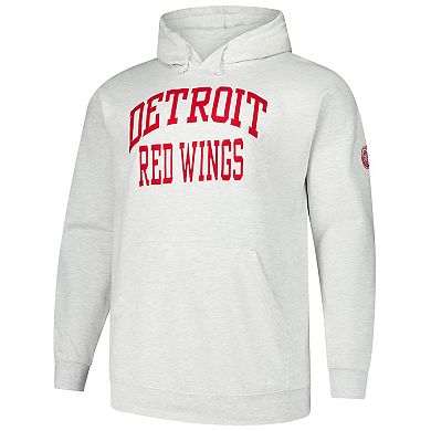 Men's Fanatics Heather Gray Detroit Red Wings Big & Tall Fleece Pullover Hoodie