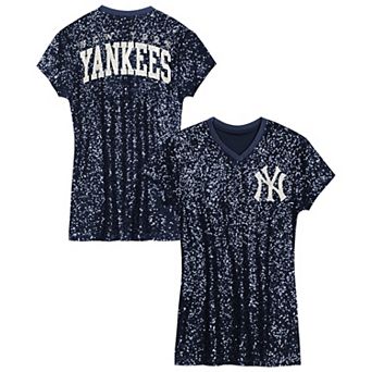 Girls Youth Navy New York Yankees Sequin V-Neck Dress