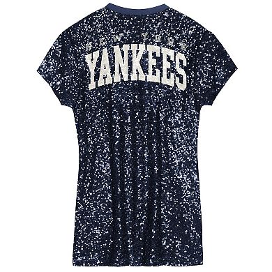 Girls Youth Navy New York Yankees Sequin V-Neck Dress
