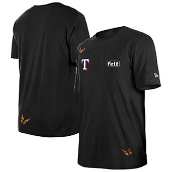 Men's New Era x Felt Black Texas Rangers T-Shirt
