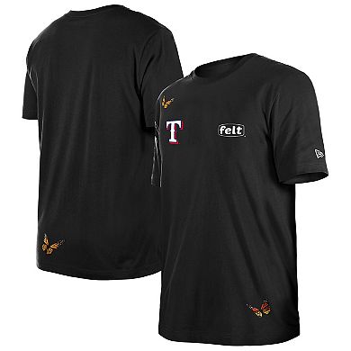 Men's New Era x Felt Black Texas Rangers T-Shirt