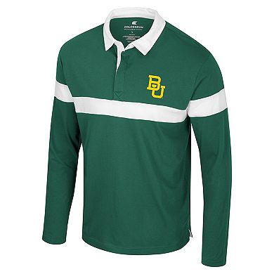 Men's Colosseum Green Baylor Bears Too Cool For School Long Sleeve Polo
