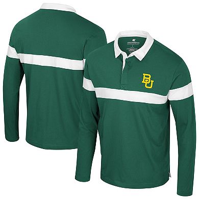 Men's Colosseum Green Baylor Bears Too Cool For School Long Sleeve Polo
