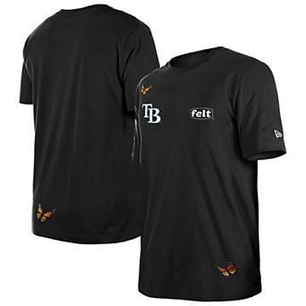 Men's New Era x Felt Black Tampa Bay Rays T-Shirt