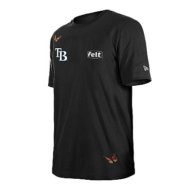 Men's New Era x Felt Black Tampa Bay Rays T-Shirt