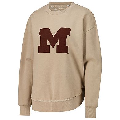 Women's Pressbox Tan Michigan Wolverines Poncho Fleece Pullover Sweatshirt