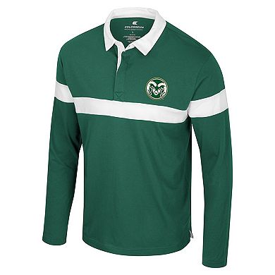 Men's Colosseum Green Colorado State Rams Too Cool For School Long Sleeve Polo