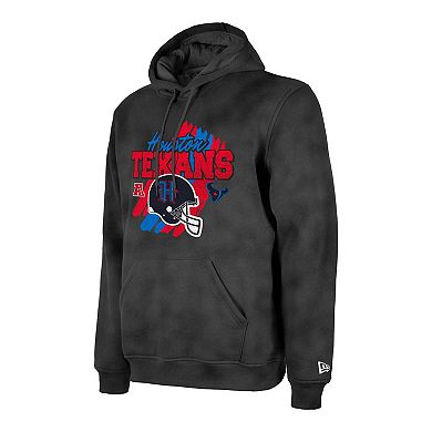 Men's New Era Black Houston Texans Identity Helmet Enzyme Washed Pullover Hoodie