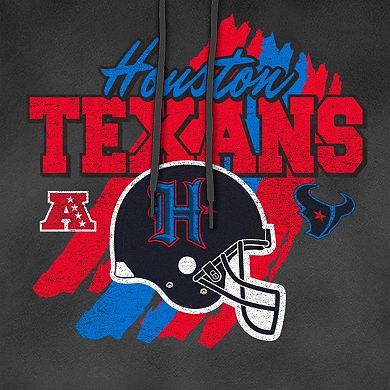 Men's New Era Black Houston Texans Identity Helmet Enzyme Washed Pullover Hoodie