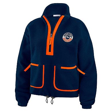 Women's WEAR by Erin Andrews Navy Denver Broncos Polar Fleece Half-Zip Jacket