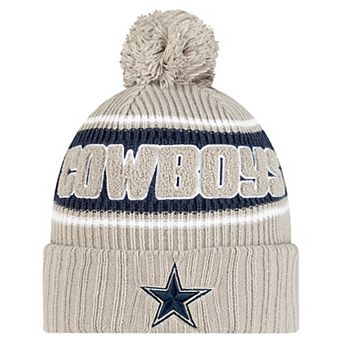 Men's New Era Gray Dallas Cowboys 2024 Sideline Sport Cuffed Knit Hat with Pom