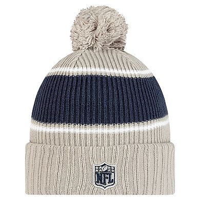 Men's New Era Gray Dallas Cowboys 2024 Sideline Sport Cuffed Knit Hat with Pom