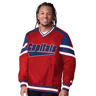 Men's Starter Red Washington Capitals Reliver I V-Neck Pullover Sweatshirt