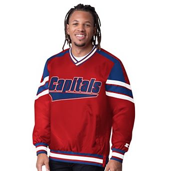 Men's Starter Red Washington Capitals Reliver I V-Neck Pullover Sweatshirt