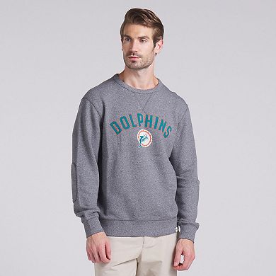 Men's Fanatics Heather Gray Miami Dolphins Loop Terry Pullover Sweatshirt