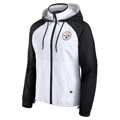 Women's Fanatics White Pittsburgh Steelers Full-Zip Anorak Hoodie Jacket